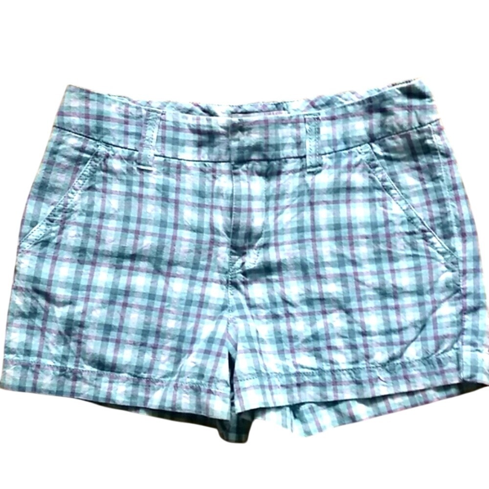 Ivy‎ & Moon Girls Aqua and Purple Plaid Shorts Size 10